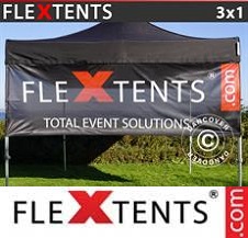 Faltzelt FleXtents PRO mit vollflächigem Digitaldruck 3x1m