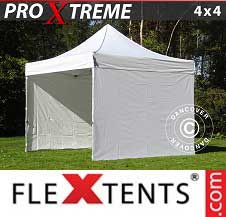 Faltzelt Flextents Pro Xtreme 4x4m Weiß, mit 4 wänden