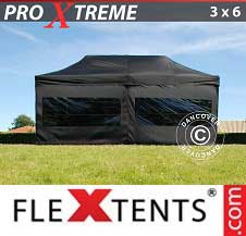 Faltzelt Flextents Pro Xtreme 3x6m Schwarz, mit 6 Wänden