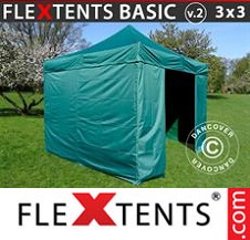 Faltzelt FleXtents Basic 3x3m Grün, mit 4 wänden
