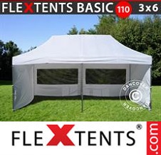 Faltzelt FleXtents Basic 3x6m Weiß, mit 6 wänden