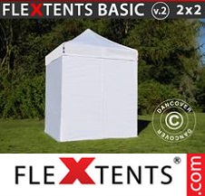 Faltzelt FleXtents Basic 2x2m Weiß, mit 4 wänden