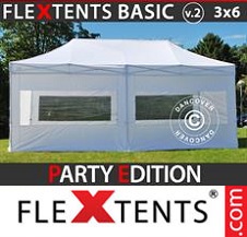 Faltzelt FleXtents Basic 3x6m Weiß, mit 6 wänden
