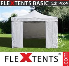 Faltzelt FleXtents Basic 4x4m Weiß, mit 4 wänden