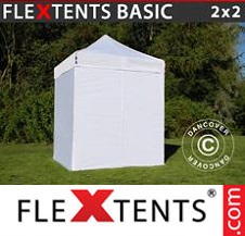 Faltzelt FleXtents Basic 2x2m Weiß, mit 4 wänden