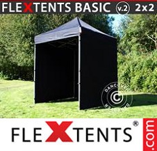Faltzelt FleXtents Basic 2x2m Schwarz, mit 4 wänden