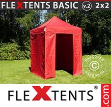 Faltzelt FleXtents Basic 2x2m Rot, mit 4 wänden