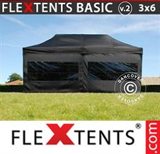 Faltzelt FleXtents Basic 3x6m Schwarz, mit 6 wänden