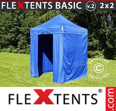 Faltzelt FleXtents Basic 2x2m Blau, mit 4 wänden