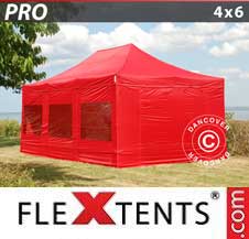 Faltzelt FleXtents PRO 4x6m Rot, mit 8 wänden