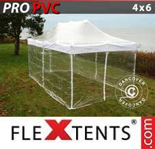 Faltzelt FleXtents PRO 4x6m Transparent, mit 8 wänden