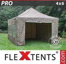 Faltzelt FleXtents PRO 4x6m Camouflage, mit 8 wänden
