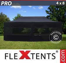 Faltzelt FleXtents PRO 4x8m Schwarz, mit 6 wänden
