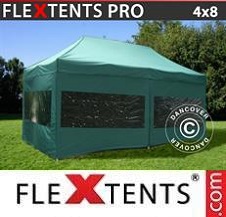 Faltzelt FleXtents PRO 4x8m Grün, mit 6 wänden