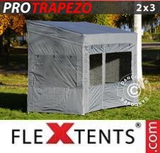 Faltzelt FleXtents PRO 2x3m Grau, mit 4 wänden