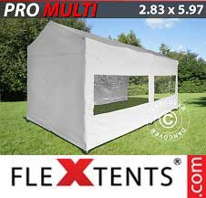 Faltzelt FleXtents PRO 2,83x5,87m Weiß, mit 6 Wänden