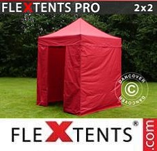 Faltzelt FleXtents PRO 2x2m Rot, mit 4 wänden