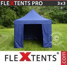 Faltzelt FleXtents PRO 3x3m Dunkeblau, mit 4 wänden