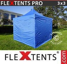 Faltzelt FleXtents PRO 3x3m Blau, mit 4 wänden