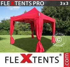 Faltzelt FleXtents PRO 3x3m Rot, inkl. 4 Vorhänge