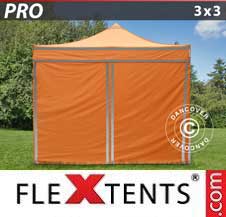 Faltzelt FleXtents PRO 3x3m Orange mit Reflektorbändern, mit 4...