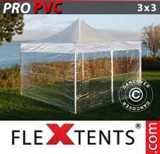 Faltzelt FleXtents PRO 3x3m Transparent, mit 4 wänden