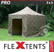 Faltzelt FleXtents PRO 3x3m Camouflage, mit 4 wänden