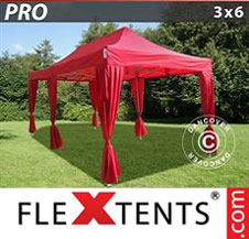 Faltzelt FleXtents PRO 3x6m Rot, inkl. 6 Vorhänge