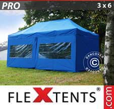 Faltzelt FleXtents PRO 3x6m Blau, mit 6 wänden