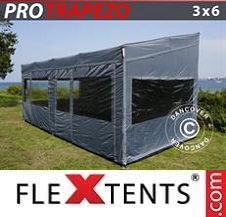Faltzelt FleXtents PRO 3x6m Grau, mit 4 wänden
