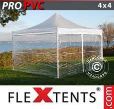 Faltzelt FleXtents PRO 4x4m Transparent, mit 4 wänden