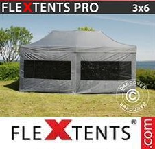 Faltzelt FleXtents PRO 3x6m Grau, mit 6 wänden