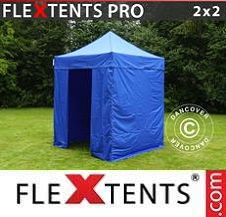 Faltzelt FleXtents PRO 2x2m Blau, mit 4 wänden