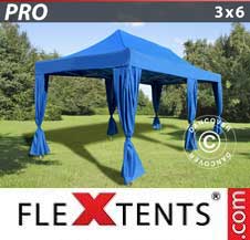 Faltzelt FleXtents PRO 3x6m Blau, inkl. 6 Vorhänge