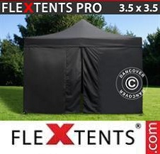 Faltzelt FleXtents PRO 3,5x3,5m Schwarz, mit 4 wänden