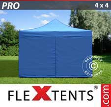 Faltzelt FleXtents PRO 4x4m Blau, mit 4 wänden