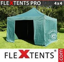 Faltzelt FleXtents PRO 4x4m Grün, mit 4 wänden