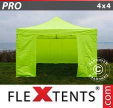Faltzelt FleXtents PRO 4x4m Neongelb/grün, mit 4 wänden