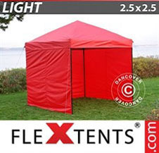 Faltzelt FleXtents Light 2,5x2,5m Rot, mit 4 wänden