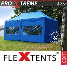 Faltzelt Flextents Pro Xtreme 3x6m Blau, inkl. 6 Wänden