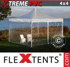 Faltzelt Flextents Pro Xtreme 4x4m Transparent, mit 4 Wänden