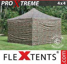 Faltzelt Flextents Pro Xtreme 4x4m Camouflage, mit 4 wänden
