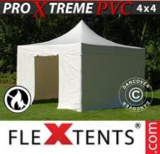 Faltzelt Flextents Pro Xtreme 4x4 m, Weiß inkl. 4 Wänden