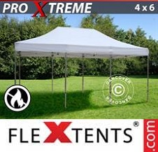 Faltzelt Flextents Pro Xtreme 4x6m Weiß, Flammenhemmend