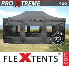 Faltzelt Flextents Pro Xtreme 4x6m Schwarz, mit 8 Wänden