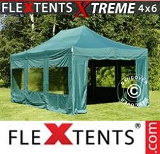 Faltzelt Flextents Pro Xtreme 4x6m Grün, mit 8 wänden