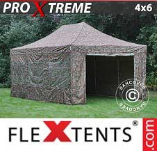 Faltzelt Flextents Pro Xtreme 4x6m Camouflage, mit 8 wänden