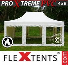 Faltzelt Flextents Pro Xtreme 4x6m Weiß, mit 8 Wänden