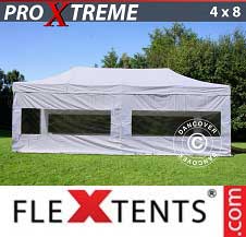 Faltzelt Flextents Pro Xtreme 4x8m Weiß, mit 6 wänden
