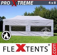 Faltzelt Flextents Pro Xtreme 4x8m Weiß, Flammenhemmend